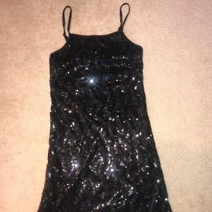Black sequined mini dress